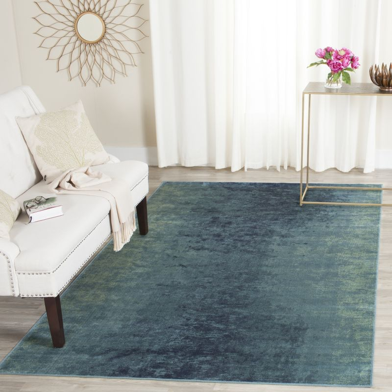 Vintage VTG125 Power Loomed Indoor Skid-Resistant Area Rug - Turquoise/Multi - 6'7"x9'2" - Safavieh