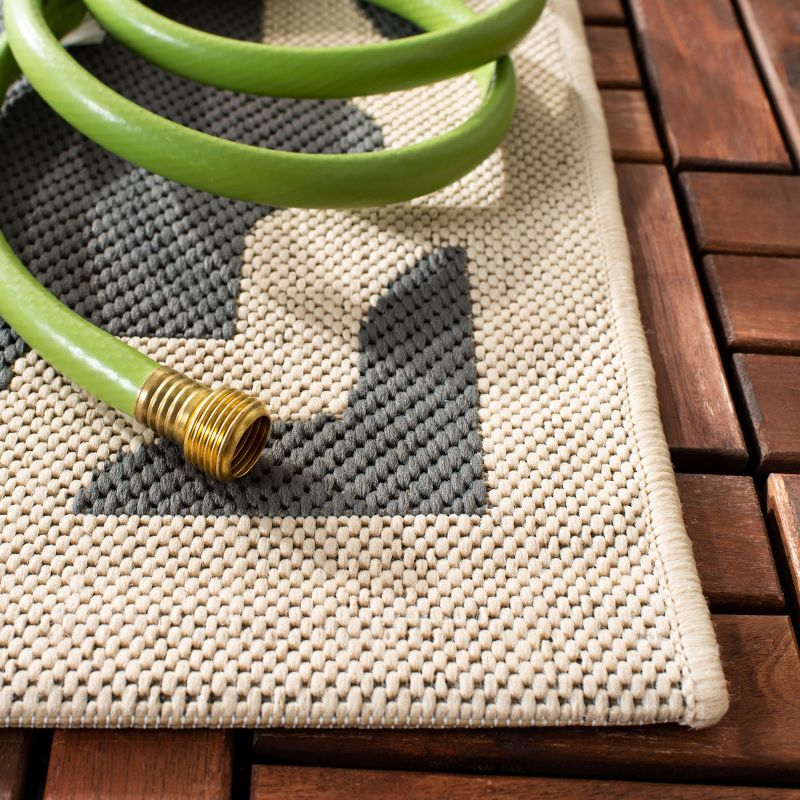 Courtyard CY6913 Power Loomed Indoor and Outdoor Area Rug - Anthracite/Beige - 5'3"x5'3" - Safavieh