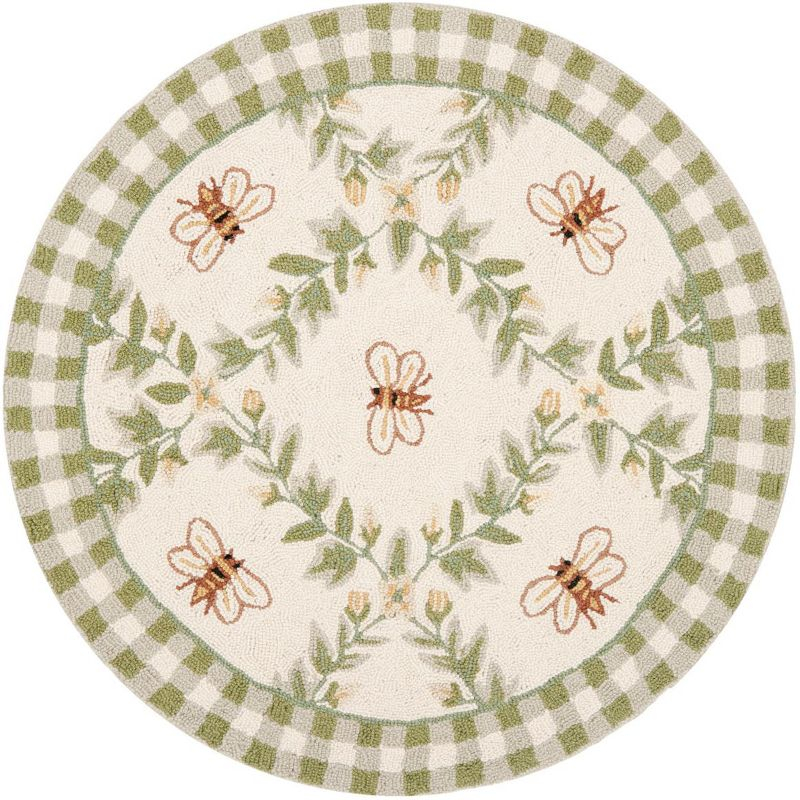 Chelsea HK55 Hand Hooked Accent Rug - Ivory/Green - 3' Round - Safavieh.