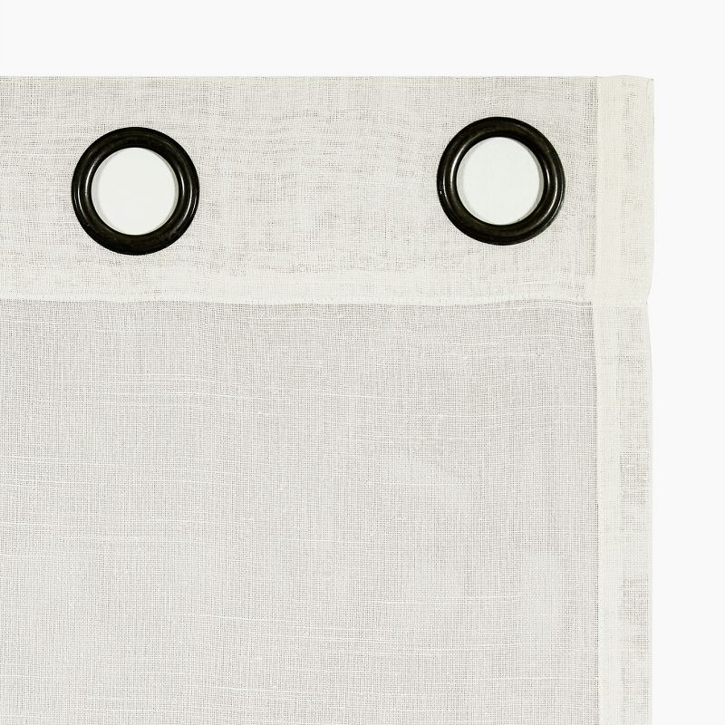 52"x84" Archaeo Light Filtering Slub Textured Linen Blend Black Grommet Top Curtain Panel Ivory: Modern Indoor Curtain