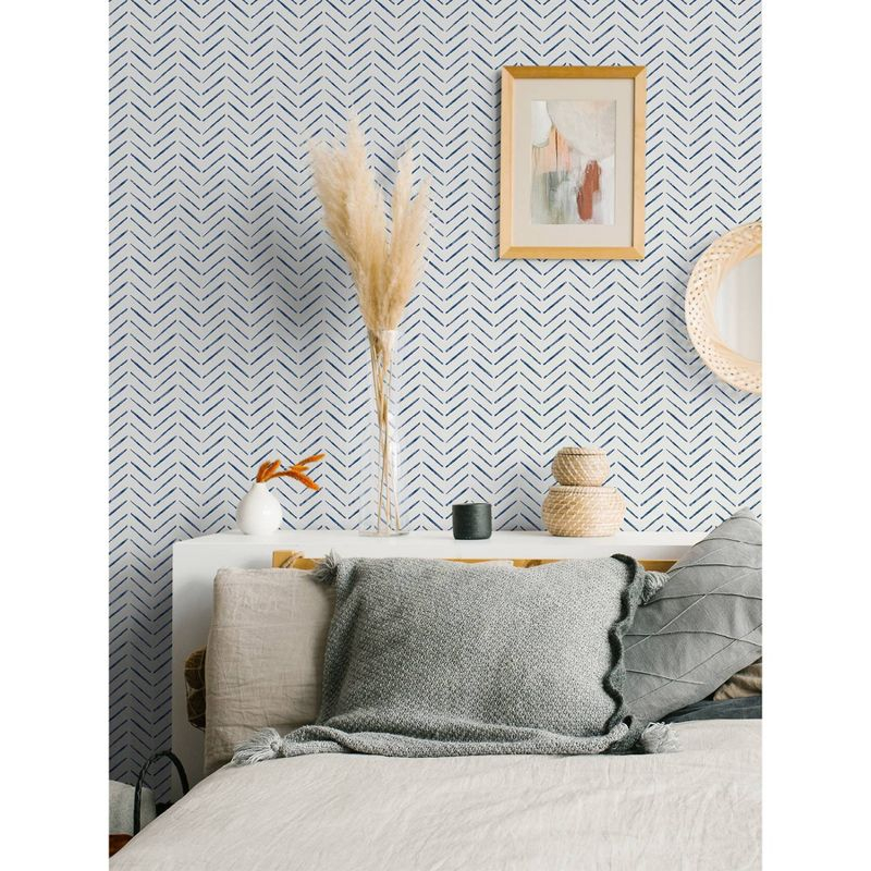 NuWallpaper Indigo Holden Peel and Stick Wallpaper: Removable Abstract Self-Adhesive PVC, 30.75 Sq Ft Coverage, Multicolored