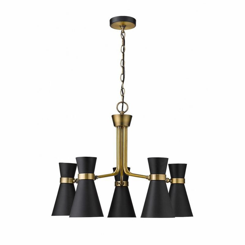 Z-Lite Soriano 5 - Light Chandelier in  Matte Black/Heritage Brass