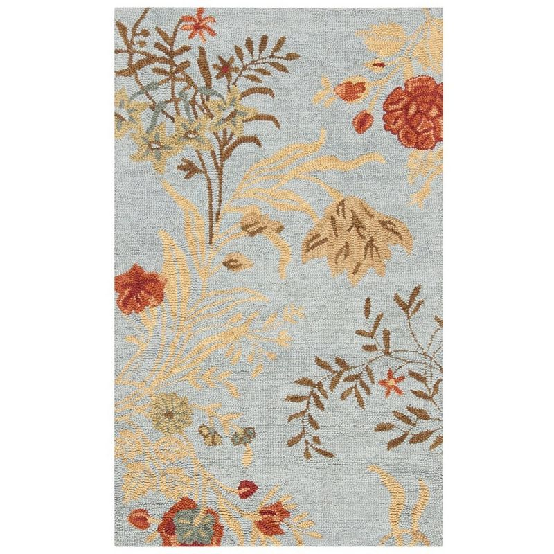 Blossom BLM919 Hand Hooked Indoor Area Rug - Blue/Multi - 4'x6' - Safavieh