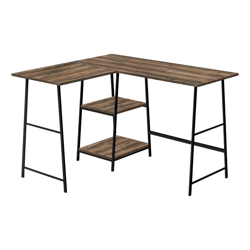 Monarch Specialties Computer Desk Home Office Corner Storage Shelves 48InchL L Shape Work Laptop Metal Laminate Brown Black Contemporary Modern