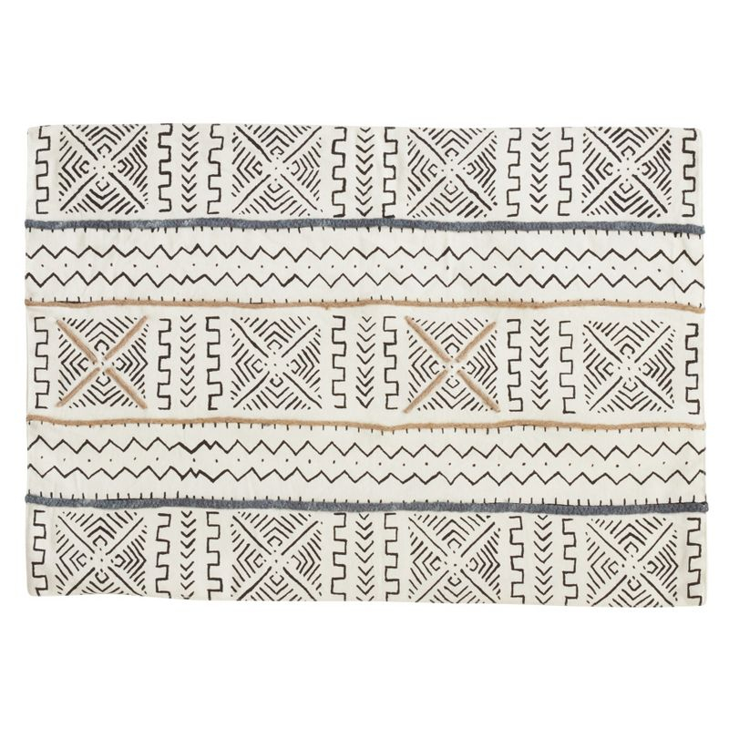 Saro Lifestyle Mudcloth Placemat, 14"x20" Oblong, White (Set of 4)