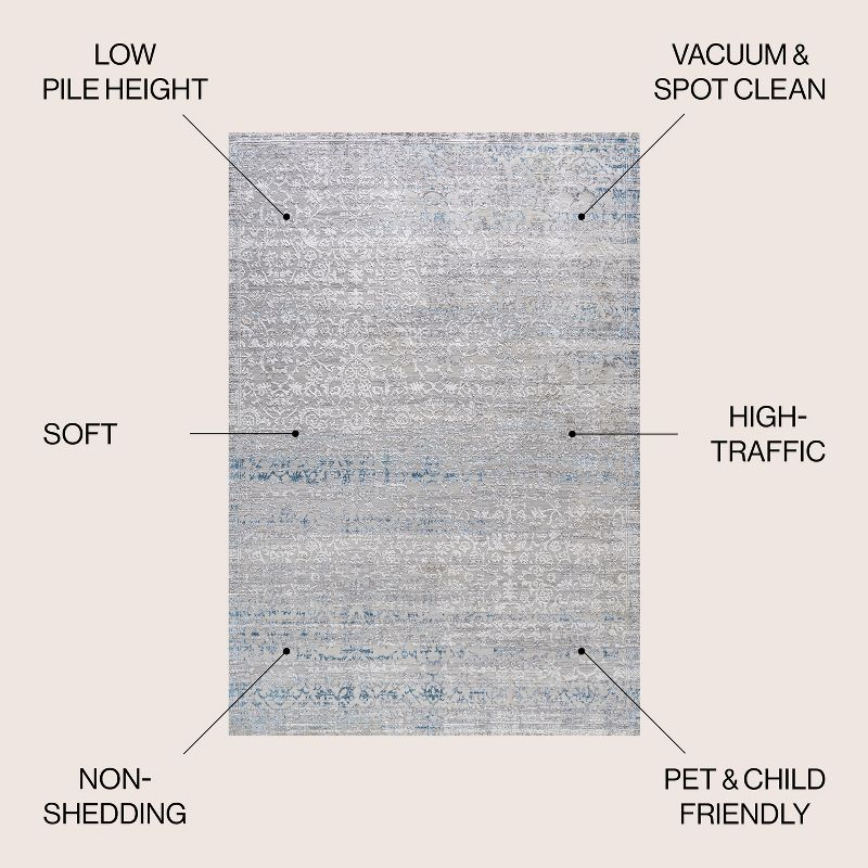 3'x5' Tidal Modern Strie' Area Rug, Gray/Blue - JONATHAN Y