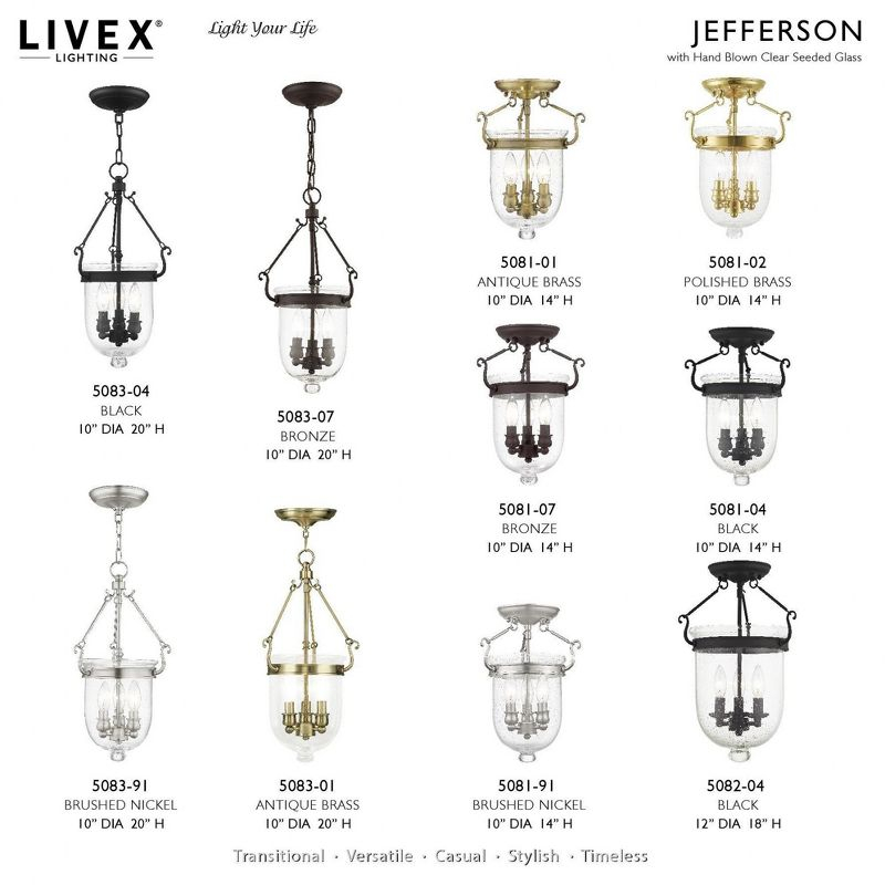 Livex Lighting Jefferson 3 - Light Flush Mount in  Antique Brass