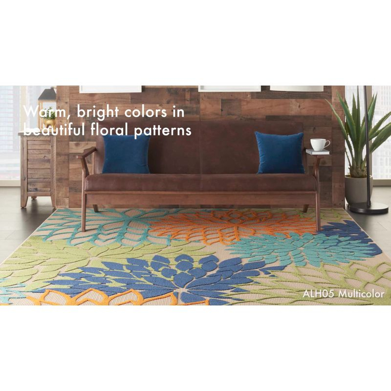 Nourison Aloha Moroccan Trellis Flatweave High-Low Indoor Outdoor Area Rug Cream 5'3" x 7'5"