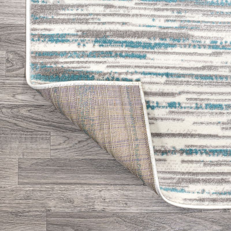 2' x 8' Speer Abstract Linear Stripe Runner Rug, Gray/Blue - JONATHAN Y