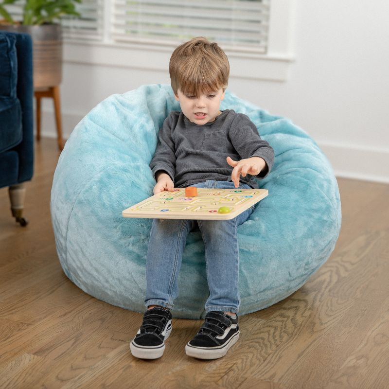 Flash Furniture Dillon Small Teal Furry Refillable Bean Bag Chair for Kids and Teens
