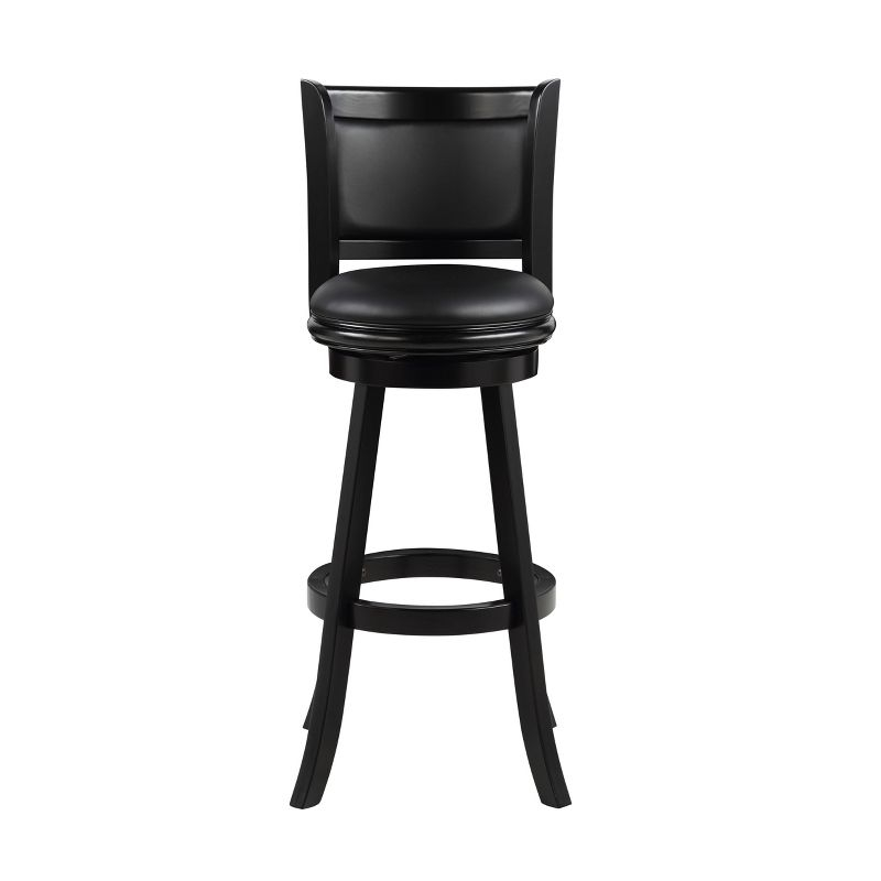 34" Extra Tall Augusta Swivel Barstool Black - Boraam: Durable Hardwood, Faux Leather, 360 Swivel, Footrest