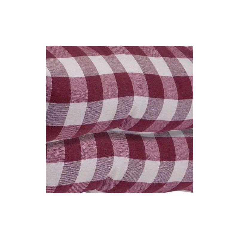 Kate Aurora Set of 2 Country Farmhouse Plaid Stain/Water Resistant Chair Cushions - Burgundy