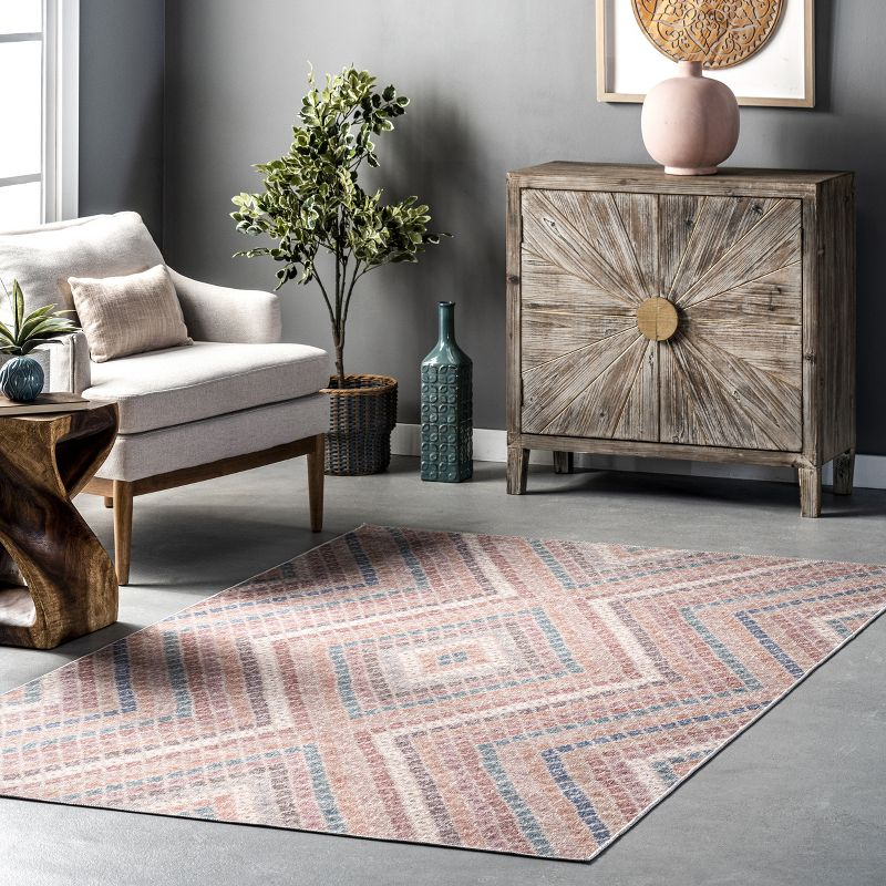 nuLOOM Tarah Faded Diamond Machine Washable Area Rug