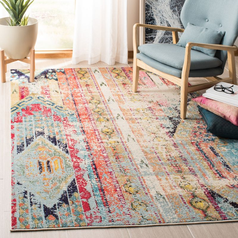 Madison MAD422 Power Loomed Indoor Area Rug - Blue/Orange - 5'3"x7'6" - Safavieh