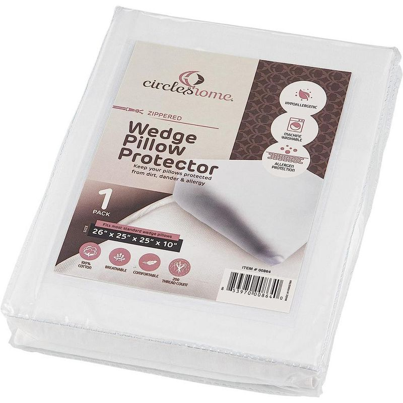 Circles Home 100% Cotton Wedge Pillow Protector with Zipper – (25x25x10x2)