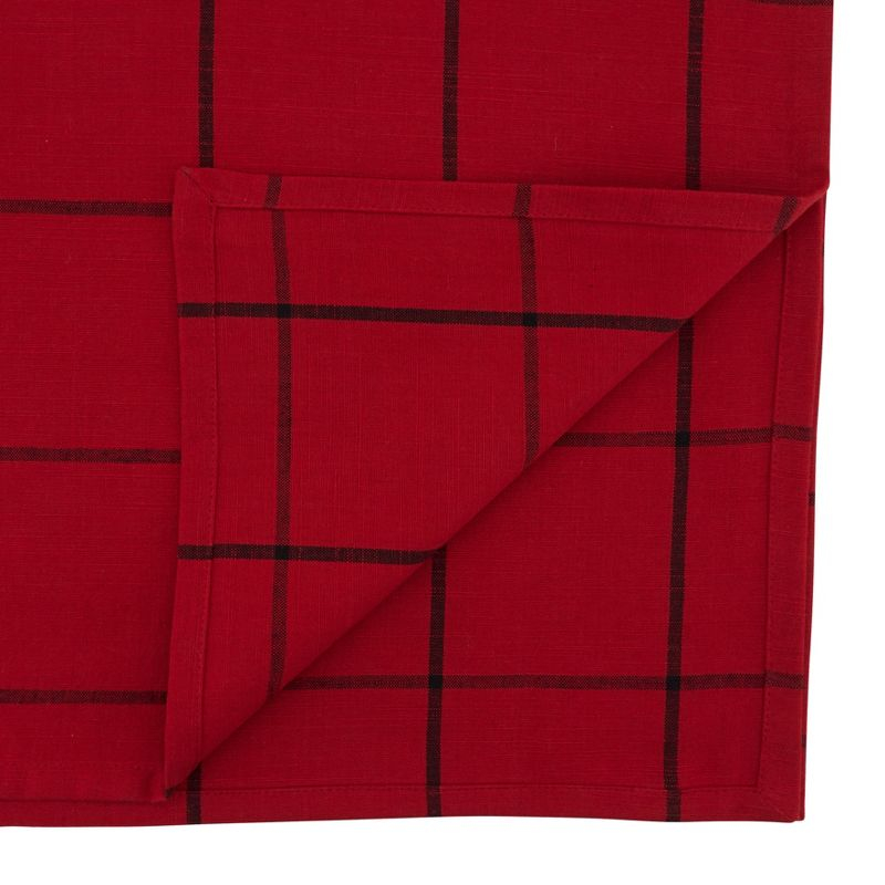 Saro Lifestyle Dining Table Runner With Large Plaid Design, Red, 16" x 72"