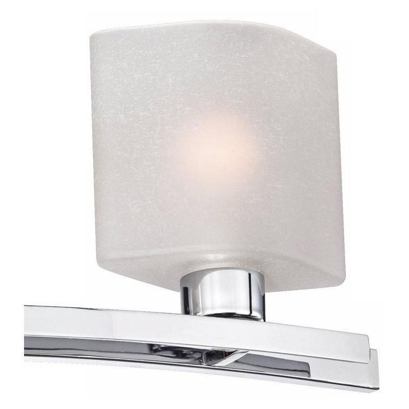Possini Euro Design Modern Wall Light Chrome Hardwire 23 1/2" 3-Light Fixture White Linen Glass for Bedroom Bathroom Vanity Reading Living Room House