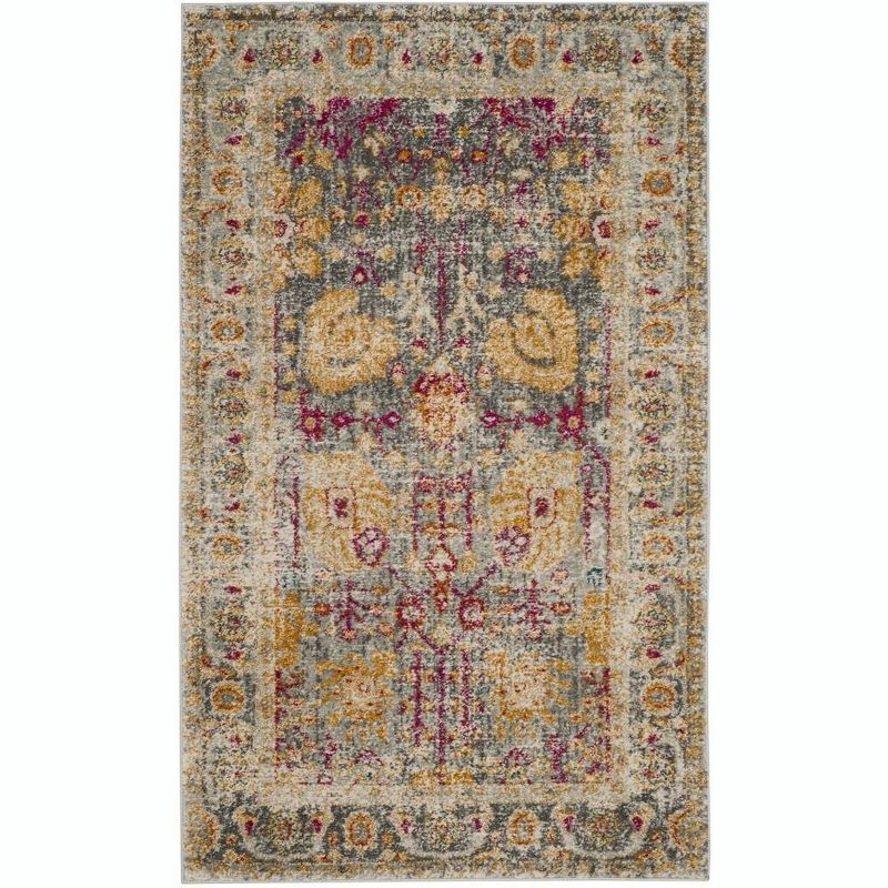 Granada GRA350 Power Loomed Indoor Area Rug - Light Grey/Multi - 4'x6' - Safavieh