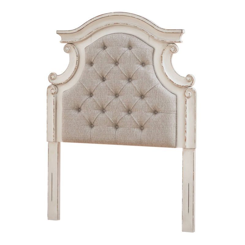 Twin Realyn Upholstered Panel Headboard Beige - Signature Design by Ashley: Vintage Style, Tufted, Wood Frame Mounted