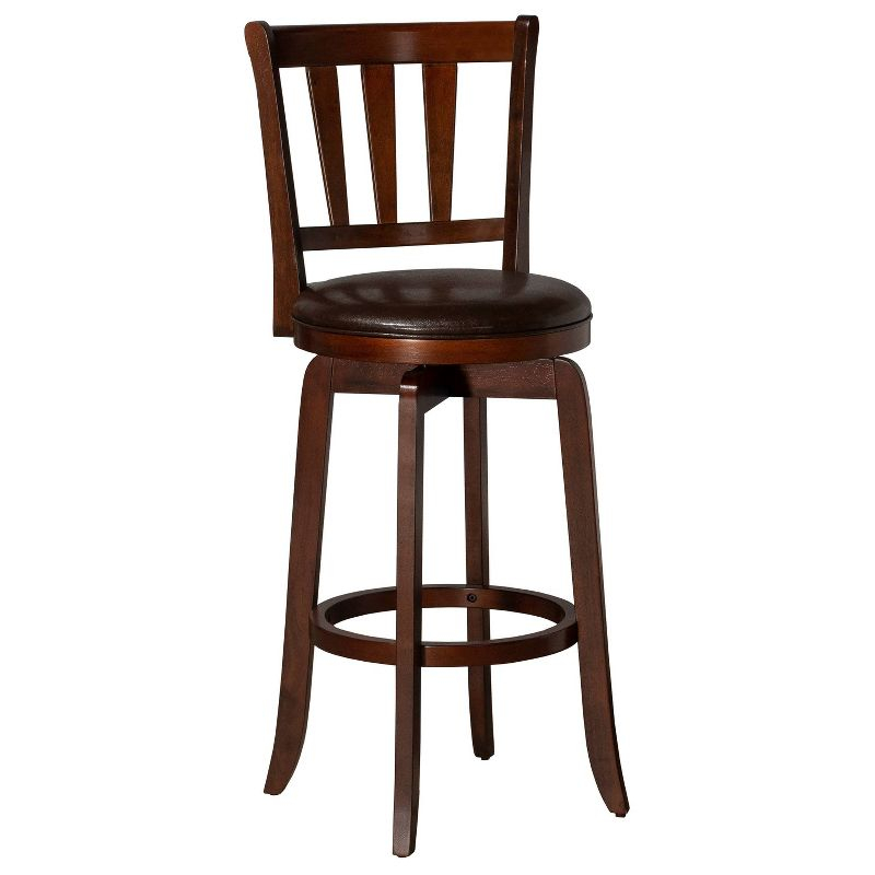 29.5" Presque Isle Swivel Barstool Cherry/Brown - Hillsdale Furniture: Padded High-Back with Footrest