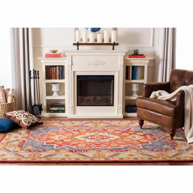 Antiquity AT503 Hand Tufted Area Rug - Red/Blue - 4'x6' - Safavieh.