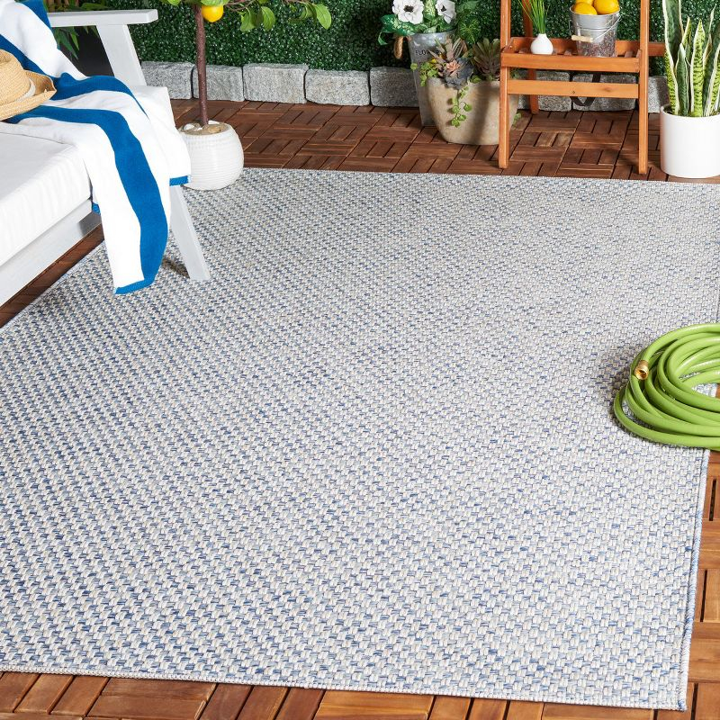 Sisal All-Weather SAW460 Power Loomed Indoor and Outdoor Area Rug - Blue/Ivory - 5'x7'6" - Safavieh.