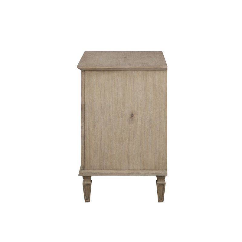 Victoria Nightstand Light Natural: French Countryside Inspired, Bronze Handle, Open Storage Space