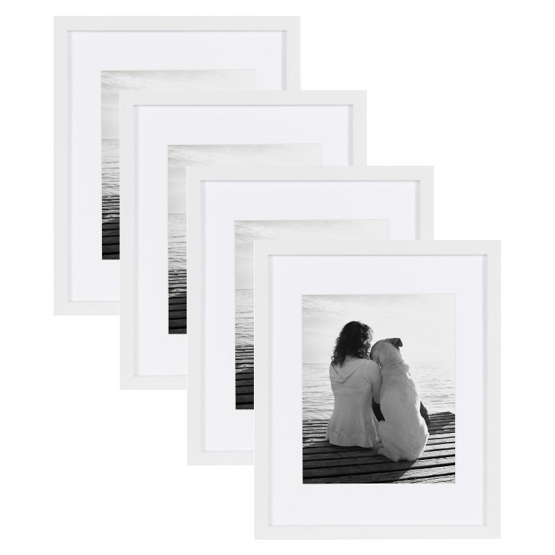 DesignOvation Gallery Rectangle Wood Wall Frame, 11x14 matted to 8x10, White