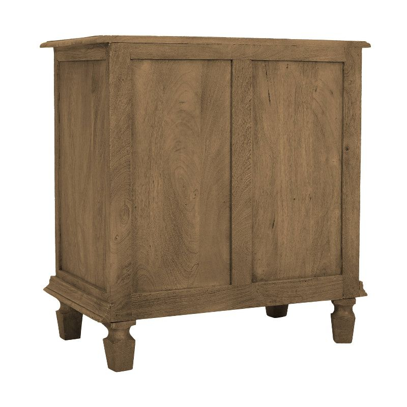 The Urban Port 30" Nightstand Table Rattan Cabinet Doors and Drawer Fronts Sandblasted Brown Mango Wood Brown