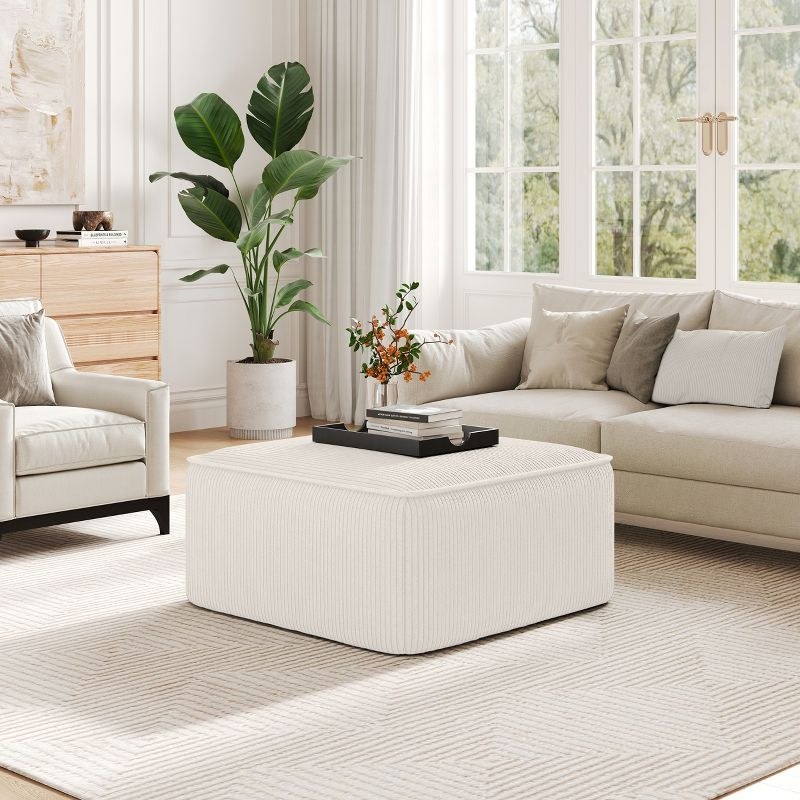 Christopher Knight Home Yzabella Modern Indoor Versatile Upholstered Square Ottoman, Beige