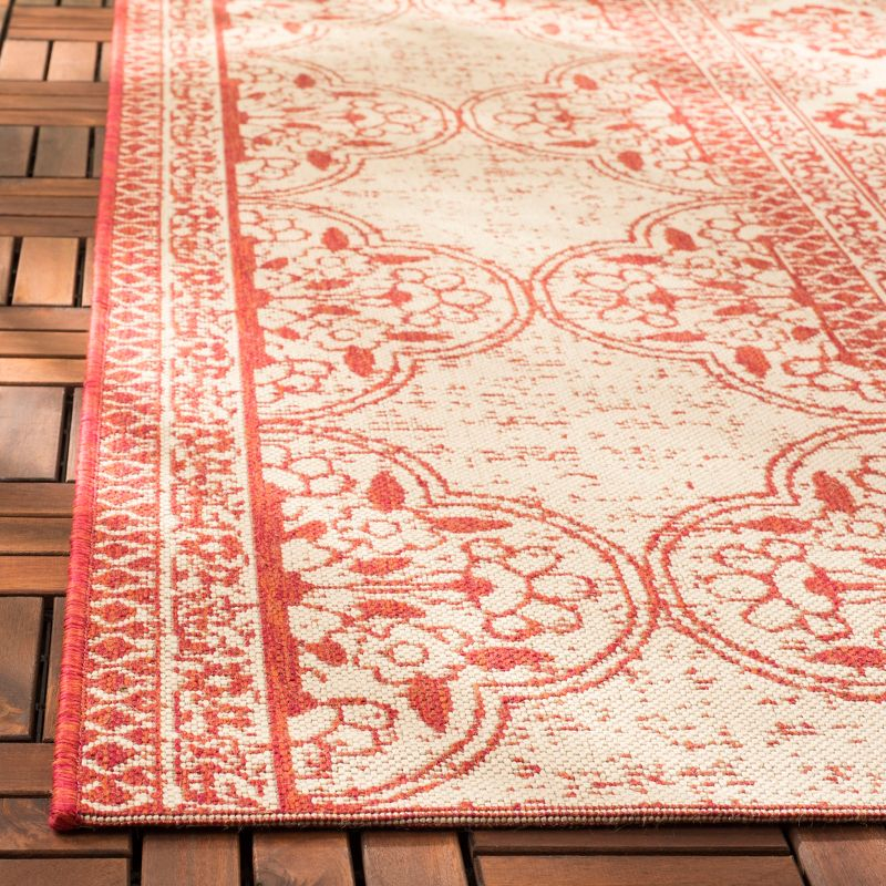 Beach House BHS174 Power Loomed Indoor/Outdoor Area Rug - Red/Creme - 6'7"x9'2" - Safavieh
