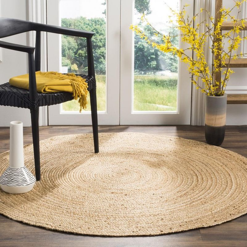 Natural Fiber NF801 Hand Woven Indoor Area Rug - Natural/Natural - 3' Round - Safavieh