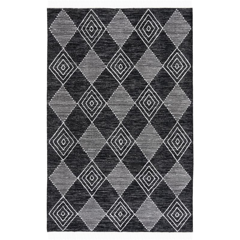 Kilim KLM306 Hand Woven Area Rug - Black/Ivory - 5'x8' - Safavieh.