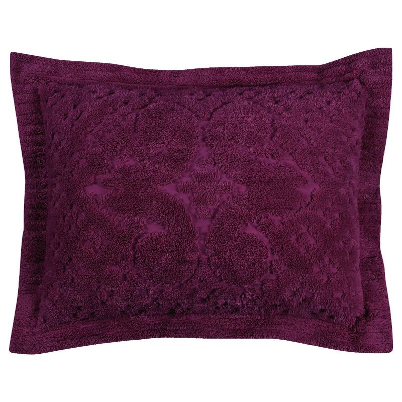 Better Trends Ashton – Super Soft & Lightweight 100% Cotton Tufted Medallion Design, Luxurious Standard Sham, 21” x 27”, Plum