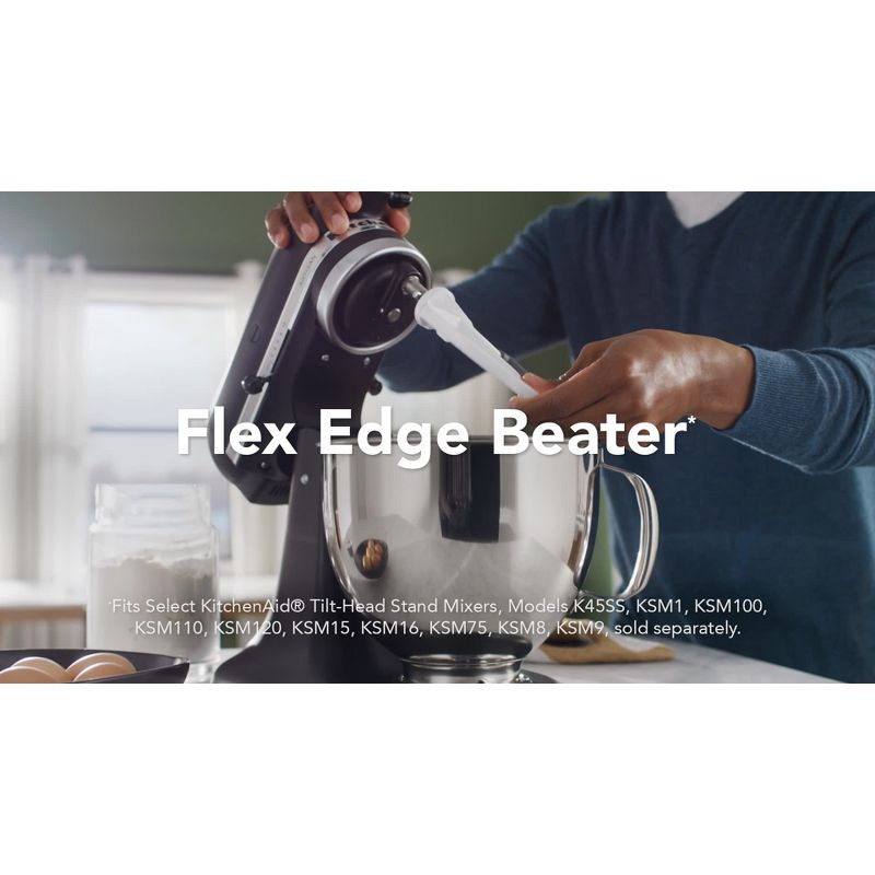KitchenAid 5qt Tilt-Head Flex Edge Beater- KFE5T: Mixer Paddle Attachment, Dishwasher-Safe, Metal, White