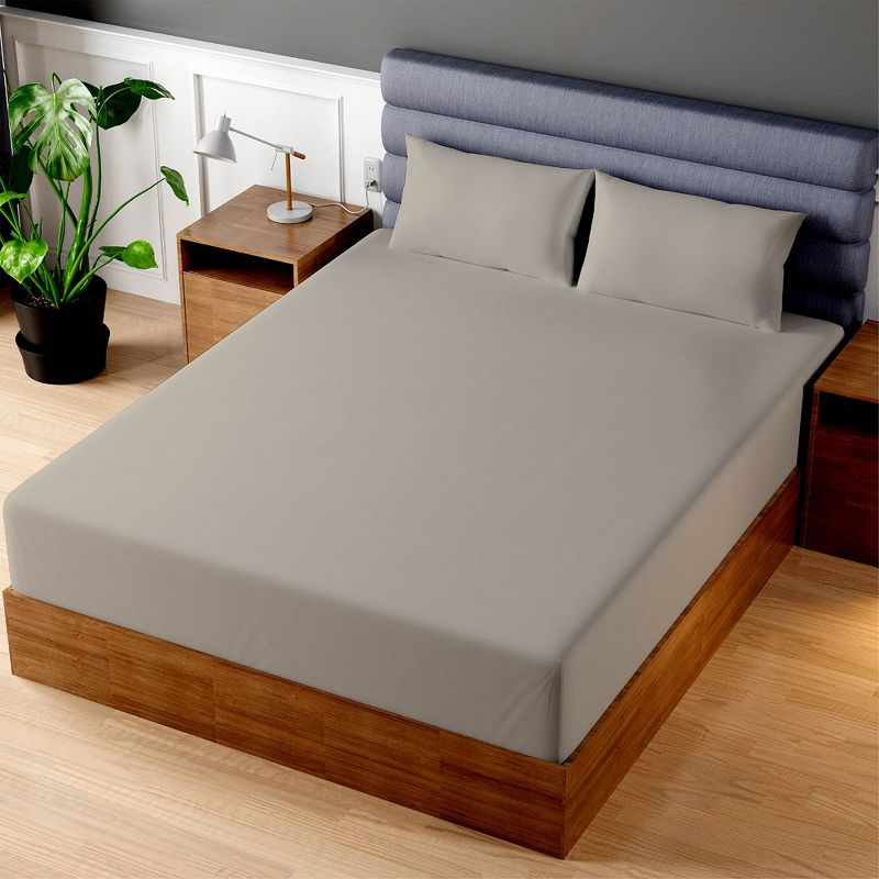 Superity Linen 100% Cotton Breathable King Fitted Sheet – Stone