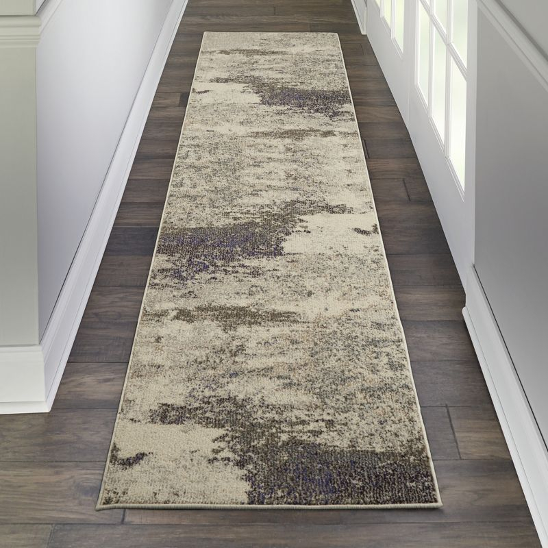 Nourison Celestial CES02 2'2" x 10' Ivory/Grey Area Rug