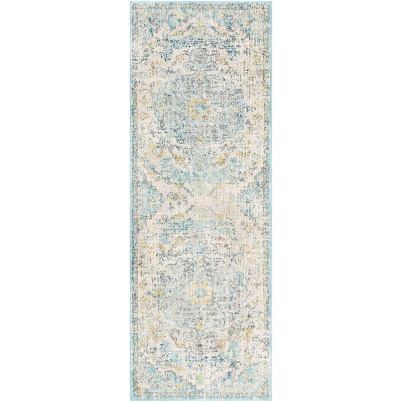 Livabliss 2'7"x7'3" Abby Traditional Rugs Cream/Charcoal: Medium Pile, Fade & Stain-Resistant, Indoor Runner