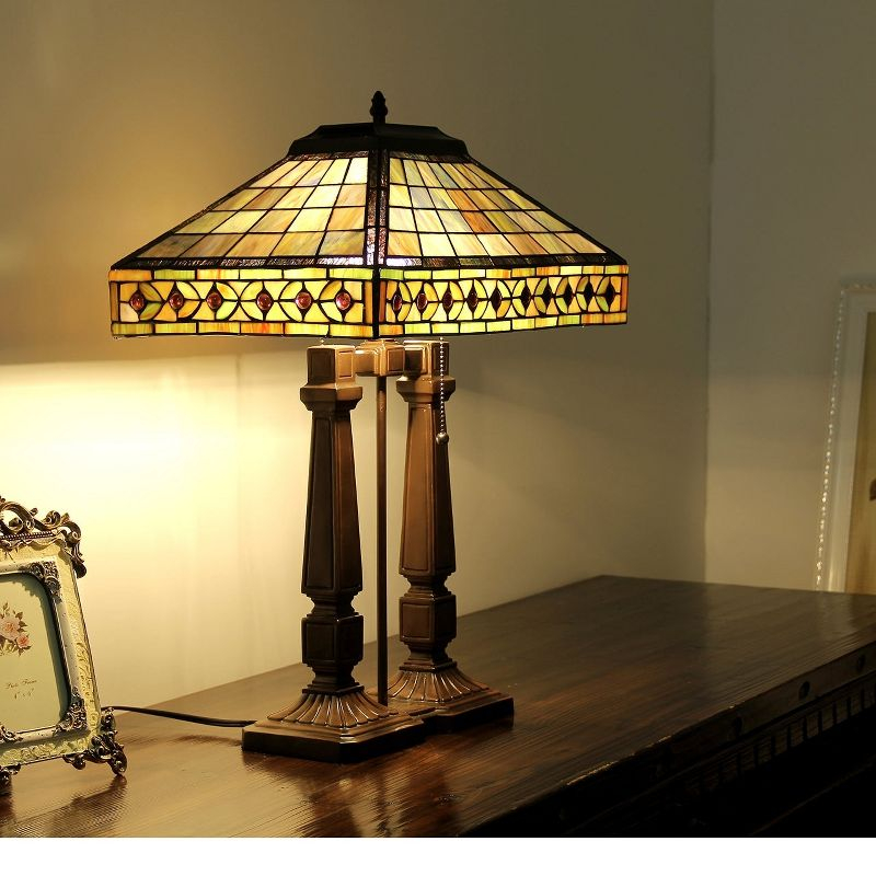Chloe Lighting "sherwin" Tiffany-Style 2 Light Mission Table Lamp 16" Shade