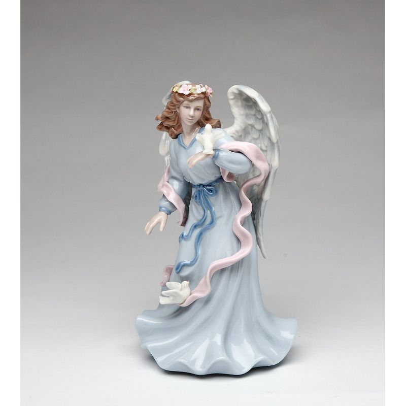 Kevins Gift Shoppe Ceramic Angel Holding Peace Dove Music Box