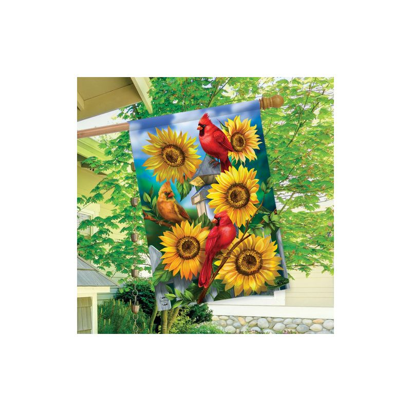 Cardinals And Sunflowers Summer House Flag Floral 28" x 40" Briarwood Lane
