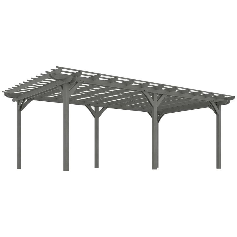 Outsunny 12' x 20' Wooden Pergola Grape Trellis, Outdoor Gazebo for Garden, Patio, Backyard, Deck, Gray