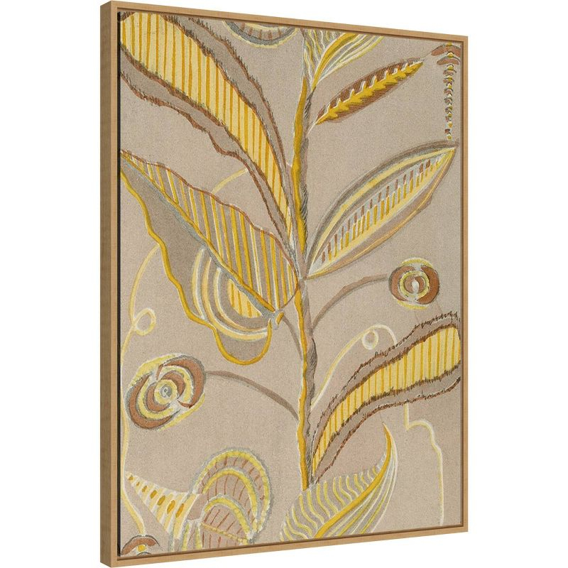 Amanti Art 23" x 30" Delicate Deco Plant Pattern IV by Baxter Mill Archive Framed Canvas Wall Art Print: Modern Style, Polystyrene Frame