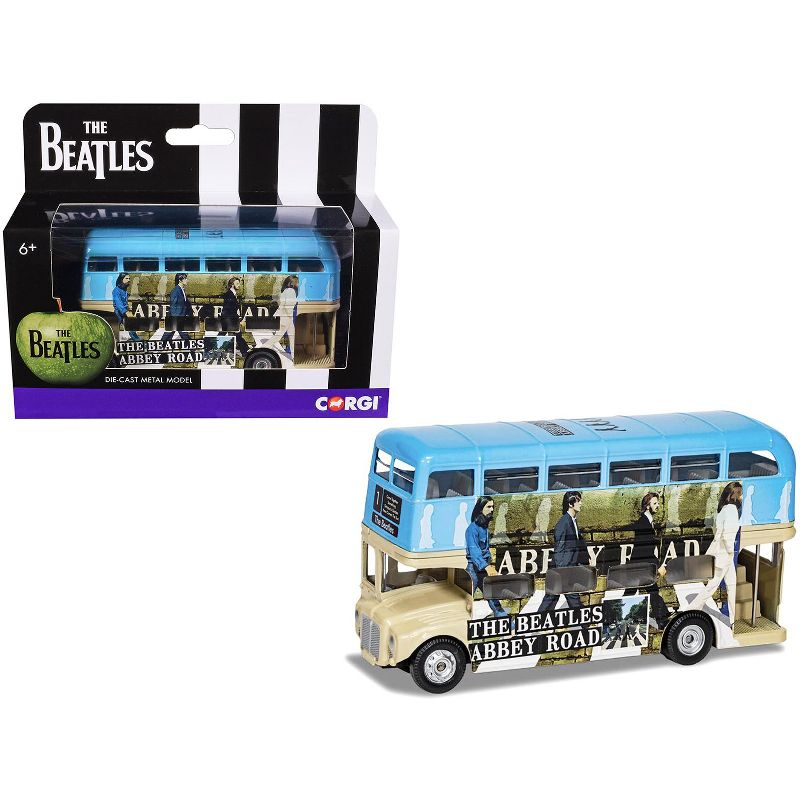 The Beatles London Double Decker Bus "Abbey Road" Blue and Beige Diecast Model Car by Corgi