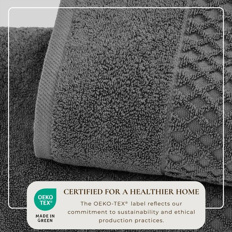 Cotton Quick-Dry Textured Towels - Great Bay Home (4 Pack Bath Towels, Dark Grey).