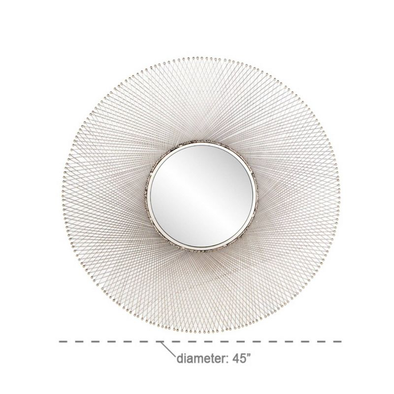 45" x 45" Metal Starburst Wall Mirror Silver - Olivia & May: Iron Frame, Round Shape, No Assembly Required