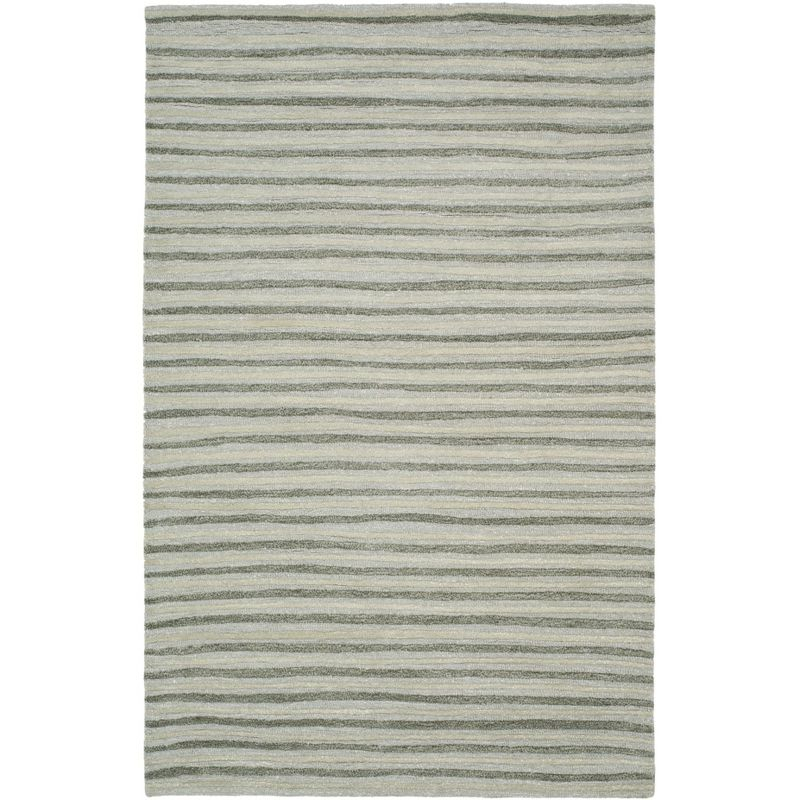 Martha Stewart Hand Drawn Stripe - MSR3619 - Indoor Hand Tufted Area Rugs - Nmbus Cloud Gry - 5'x8'