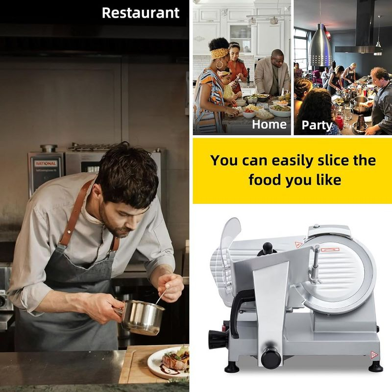 Commercial 10" Electric Meat Slicer Blade Food Slicer Cutter 240W With Child Lock Protection