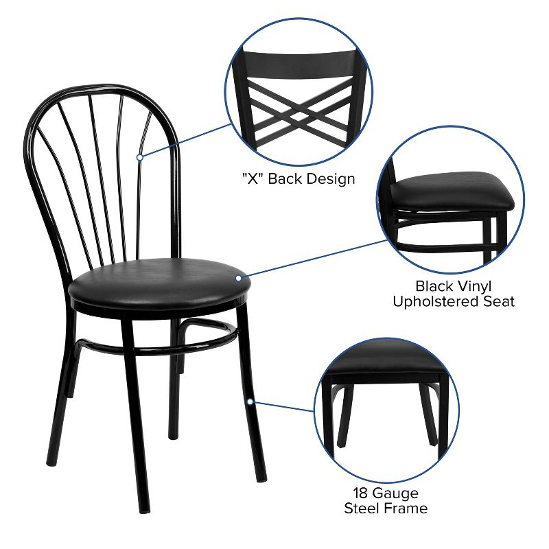 Flash Furniture HERCULES Series Fan Back Metal Chair - Black Vinyl Seat
