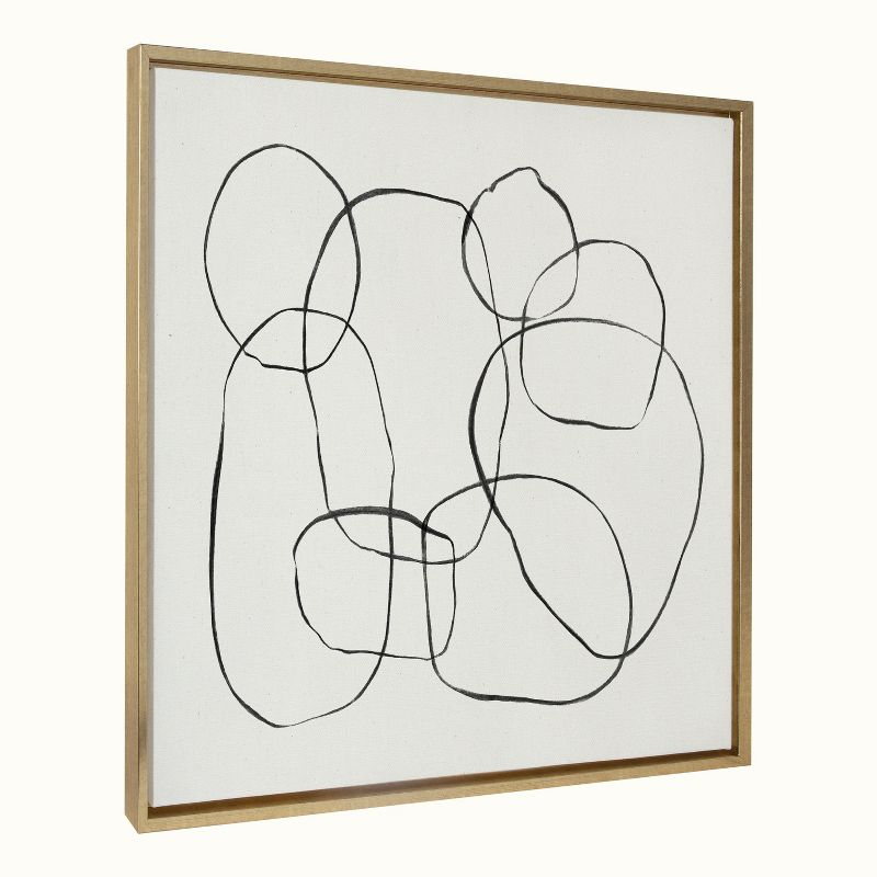 Kate and Laurel Sylvie Dancing Circles Framed Canvas by Teju Reval of SnazzyHues, 30x30, Bright Gold